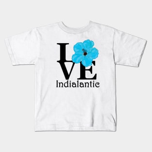 LOVE Indialantic Blue Hibiscus Kids T-Shirt